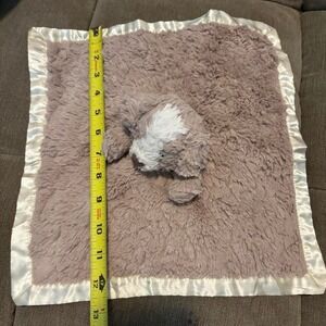 Mary Meyer brown & tan plush teddy bear blanket with white satin trim